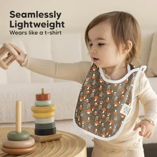 8-Pack Baby Bibs for Boys, Girls - Pullover Bibs for Drooling Teething Baby Girl & Boy Toddler, Newborn, Soft & Absorbent, Cute Colors, Large Torso Coverage Keep Infant Clean & Dry (Fall Spores) - 5