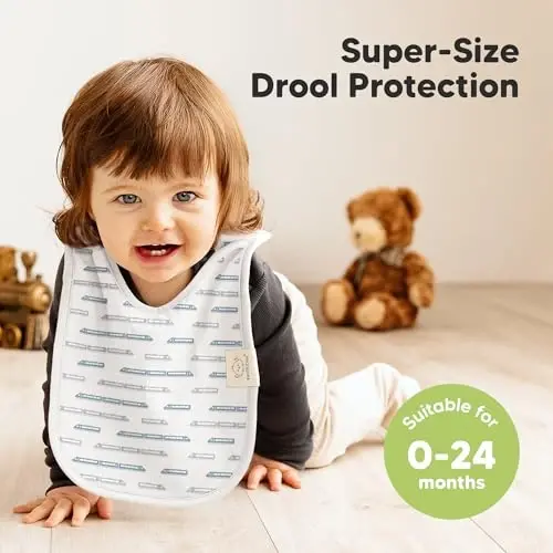 8-Pack Baby Bibs for Boys, Girls - Pullover Bibs for Drooling Teething Baby Girl & Boy Toddler, Newborn, Soft & Absorbent, Cute Colors, Large Torso Coverage Keep Infant Clean & Dry (Vessels) - 3