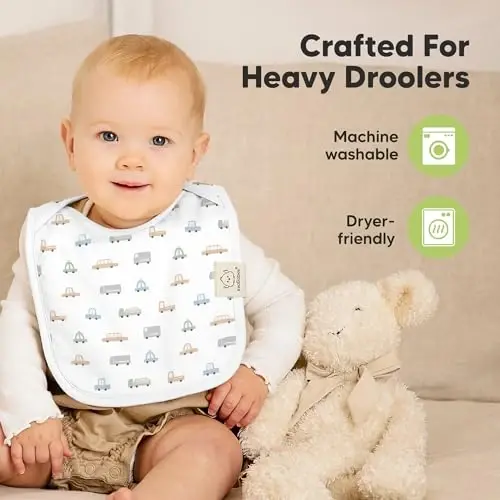 8-Pack Baby Bibs for Boys, Girls - Pullover Bibs for Drooling Teething Baby Girl & Boy Toddler, Newborn, Soft & Absorbent, Cute Colors, Large Torso Coverage Keep Infant Clean & Dry (Vessels) - 6