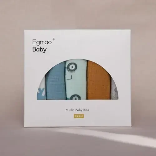 Muslin Bibs for Baby Boys Girls,Organic Muslin Baby Bib for Drooling and Teething,Soft Bandana Drool Bibs 5 Pack - 5