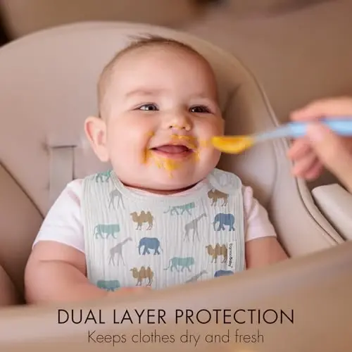 Muslin Bibs for Baby Boys Girls,Organic Muslin Baby Bib for Drooling and Teething,Soft Bandana Drool Bibs 5 Pack - 2