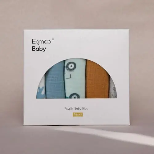 Muslin Bibs for Baby Boys Girls,Organic Muslin Baby Bib for Drooling and Teething,Soft Bandana Drool Bibs 5 Pack - 5