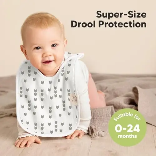 8-Pack Baby Bibs for Boys, Girls - Pullover Bibs for Drooling Teething Baby Girl & Boy Toddler, Newborn, Soft & Absorbent, Cute Colors, Large Torso Coverage Keep Infant Clean & Dry (Crossroads) - 3
