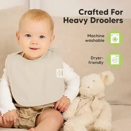 8-Pack Baby Bibs for Boys, Girls - Pullover Bibs for Drooling Teething Baby Girl & Boy Toddler, Newborn, Soft & Absorbent, Cute Colors, Large Torso Coverage Keep Infant Clean & Dry (Roarsome) - 6