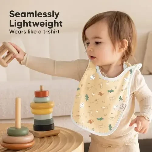 8-Pack Baby Bibs for Boys, Girls - Pullover Bibs for Drooling Teething Baby Girl & Boy Toddler, Newborn, Soft & Absorbent, Cute Colors, Large Torso Coverage Keep Infant Clean & Dry (Mesozoic) - 5