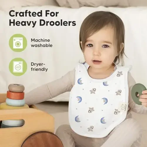 KeaBabies 8-Pack Baby Bibs for Boys, Girls - Pullover Bibs for Drooling Teething Baby Girl & Boy Toddler, Newborn, Soft & Absorbent, Cute Colors, Large Torso Coverage Keep Infant Clean & Dry (Cosmo) - 6