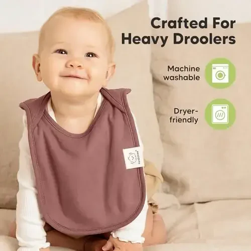 8-Pack Baby Bibs for Boys, Girls - Pullover Bibs for Drooling Teething Baby Girl & Boy Toddler, Newborn, Soft & Absorbent, Cute Colors, Large Torso Coverage Keep Infant Clean & Dry (Mauve) - 6