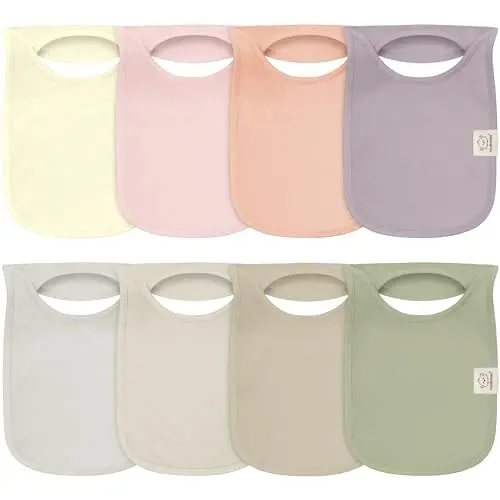 8-Pack Baby Bibs for Boys, Girls - Pullover Bibs for Drooling Teething Baby Girl & Boy Toddler, Newborn, Soft & Absorbent, Cute Colors, Large Torso Coverage Keep Infant Clean & Dry (Embrace) - 2