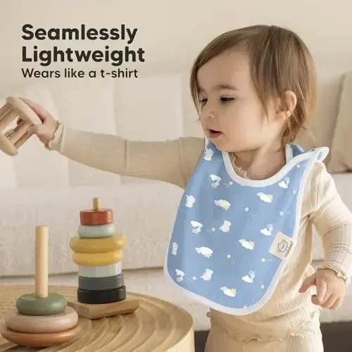 8-Pack Baby Bibs for Boys, Girls - Pullover Bibs for Drooling Teething Baby Girl & Boy Toddler, Newborn, Soft & Absorbent, Cute Colors, Large Torso Coverage Keep Infant Clean & Dry (Dreamers) - 5