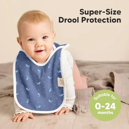 8-Pack Baby Bibs for Boys, Girls - Pullover Bibs for Drooling Teething Baby Girl & Boy Toddler, Newborn, Soft & Absorbent, Cute Colors, Large Torso Coverage Keep Infant Clean & Dry (Marine Muse) - 8-PACK (1)