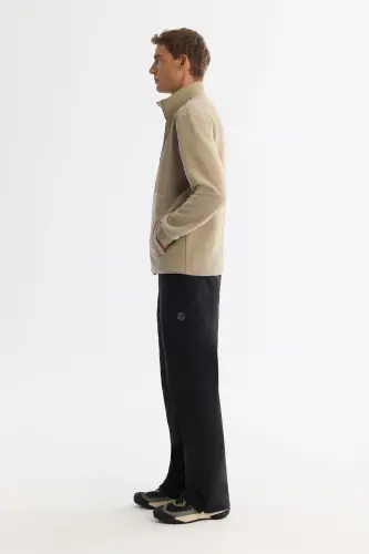 Erkek Vizon Soğuğa Dayanıklı Dik Yaka Fermuarlı Polar Regular Fit Sweatshirt A42Y1311 - Vizon - 3