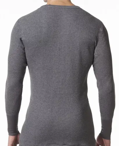 Men's Waffle Knit Thermal Long Sleeve Shirt - Charcoal - STANFIELD'S (1)