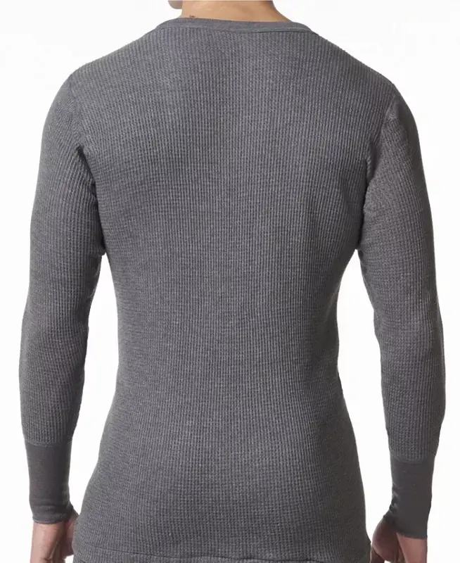 Men's Waffle Knit Thermal Long Sleeve Shirt - Charcoal - 2
