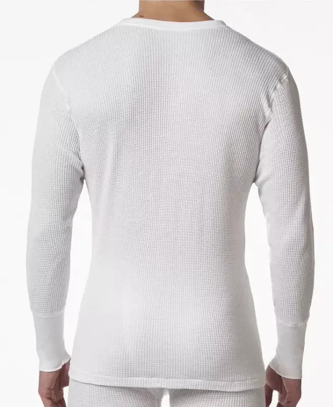Men's Waffle Knit Thermal Long Sleeve Shirt - White - 2