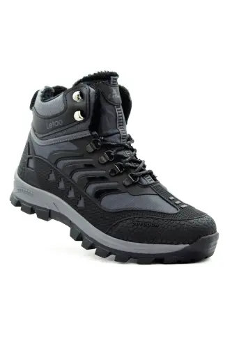 Erkek Watertight Füme Siyah Trekking Kürklü Fermuarlı Bot 2132-Füme Siyah - 1