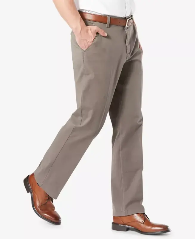 Men's Workday Smart 360 Flex Classic Fit Khaki Stretch Pants-Med Brown - 2