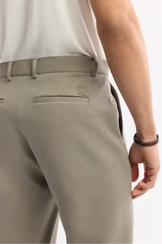 Erkek Yağ Yeşili Klasik Bel Pamuklu Jersey Carrot Fit Pantolon A51Y3013 - Yağ Yeşili - 4