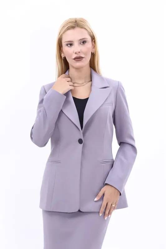 Erkek Yaka Tek Düğmeli Klasik Ceket-Antrasit-Antrasit - 1