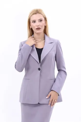 Erkek Yaka Tek Düğmeli Klasik Ceket-Antrasit-Antrasit 