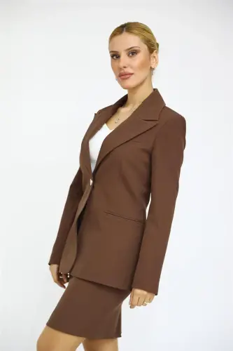 Erkek Yaka Tek Düğmeli Klasik Ceket-Kestane-Kestane - ÖNDER ÖZSOY (1)