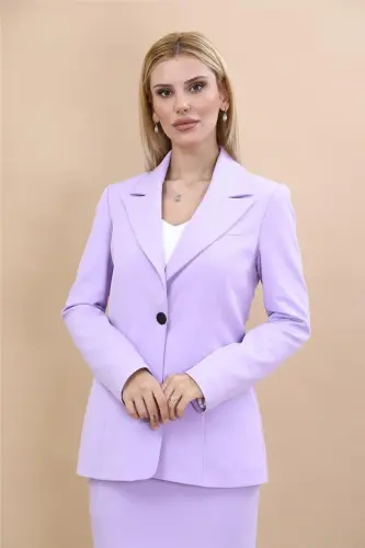 Erkek Yaka Tek Düğmeli Klasik Ceket-Menekşe-Açık Lila 