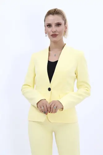 Tek Düğmeli Klasik Ceket-Sarı - 1044100 - Sarı - 5