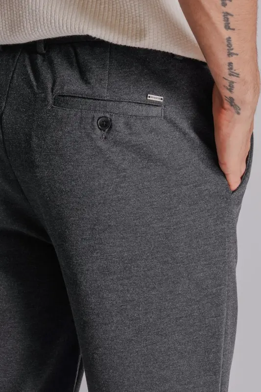 Erkek Yandan Cepli Beli Lastikli Relaxed Fit Chino Pantolon Antrasit-ANTRASİT - 7