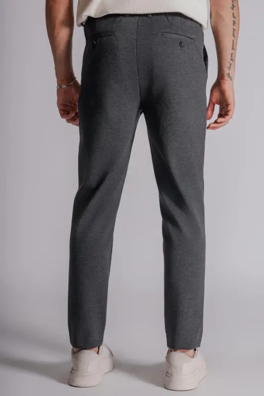 Erkek Yandan Cepli Beli Lastikli Relaxed Fit Chino Pantolon Antrasit - ANTRASİT - 6