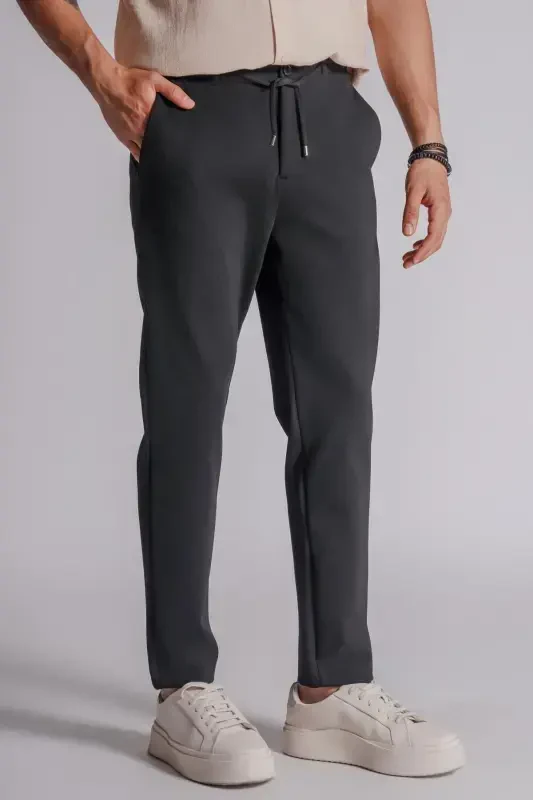 Erkek Yandan Cepli Beli Lastikli Relaxed Fit Chino Pantolon Siyah-SİYAH - 7