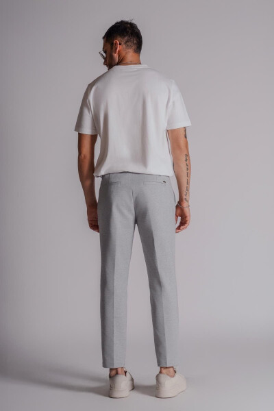 Erkek Yandan Cepli Normal Bel Slim Fit Chino Pantolon Gri - 4