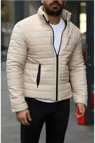 Erkek Yeni Sezon Bej Şişme Astarlı Mont Ceket-bej - 3