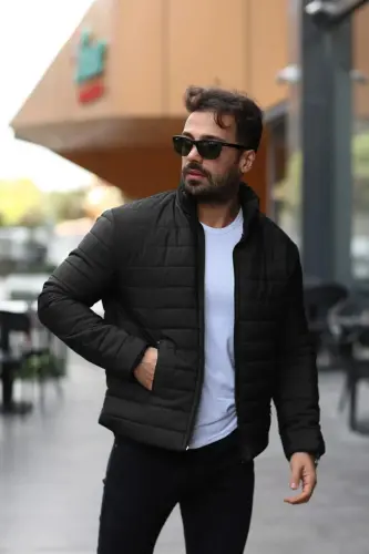 Erkek Yeni Sezon Şişme Astarlı Mont Ceket - SİYAH. - 3