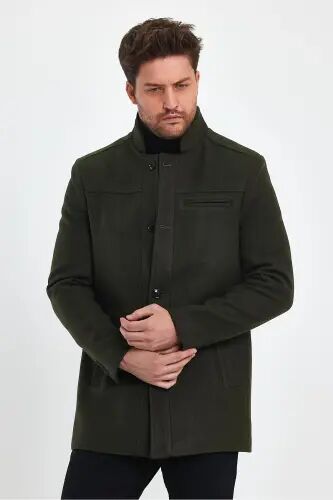 ERKEK YEŞİL DAR KALIP KAŞE KABAN - YEŞİL - 4