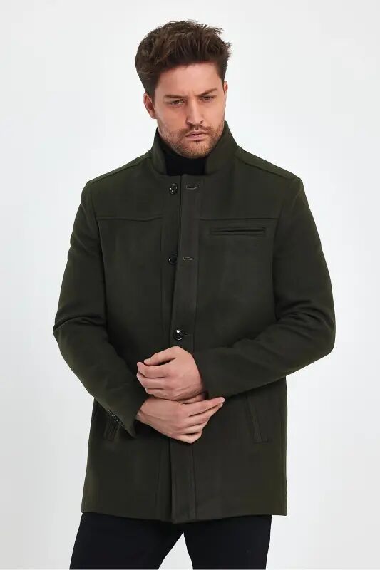 ERKEK YEŞİL DAR KALIP KAŞE KABAN - YEŞİL - 4
