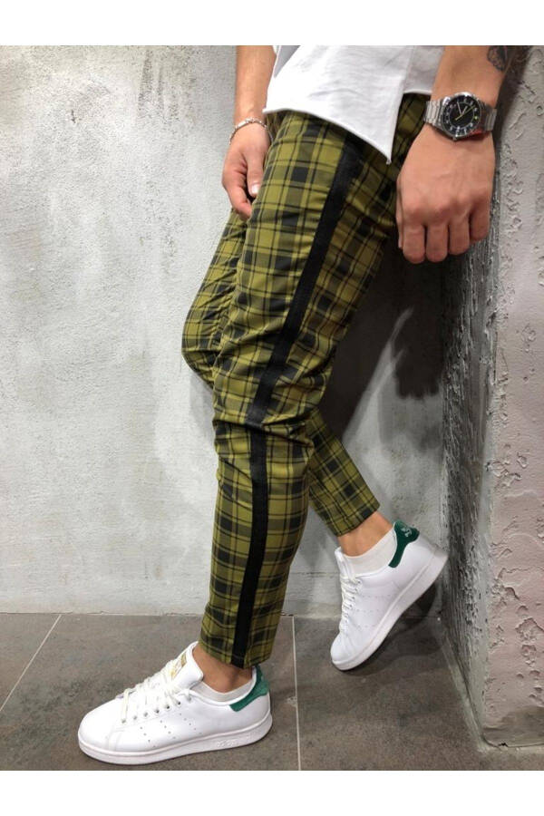 Erkek Yeşil Ekose Jogger Pantolon - 6