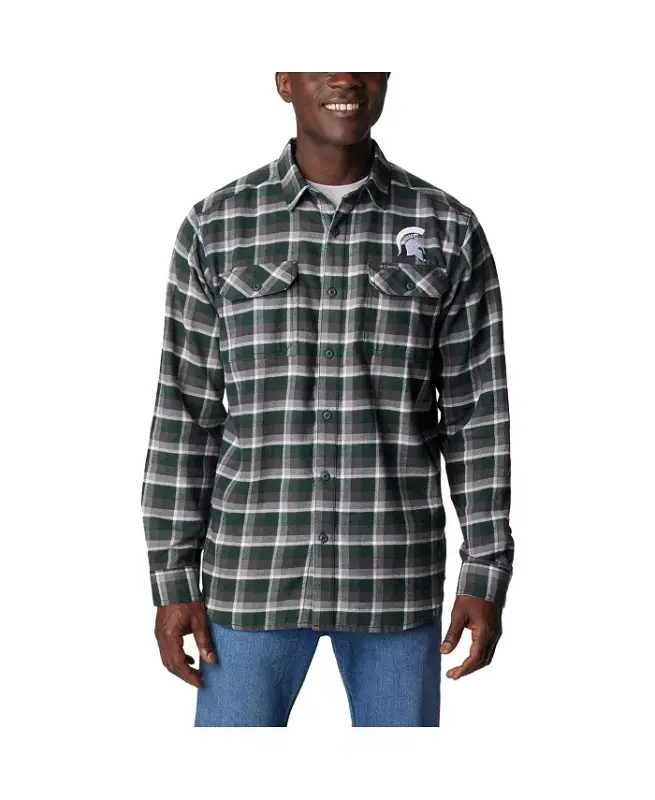 Men's Green Michigan State Spartans Flare Gun Flannel Long Sleeve Shirt - Green - COLUMBIA