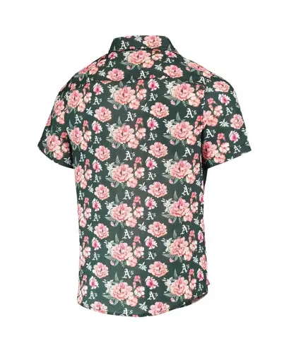 Men's Green Oakland Athletics Floral Linen Button-Up Shirt - Green - FOCO (1)