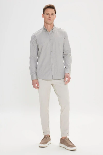 Erkek Yeşil Slim Fit Dar Kesim Düğmeli Yaka %100 Pamuk Oxford Gömlek - ALTINYILDIZ CLASSICS (1)