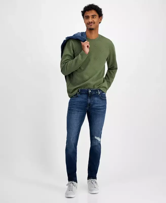 Men's Destroyed Slim Tapered Fit Jeans - Calabasas Wash - 5