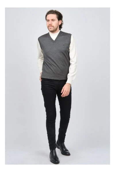 Erkek Yün Süveter Triko-füme - Modazone