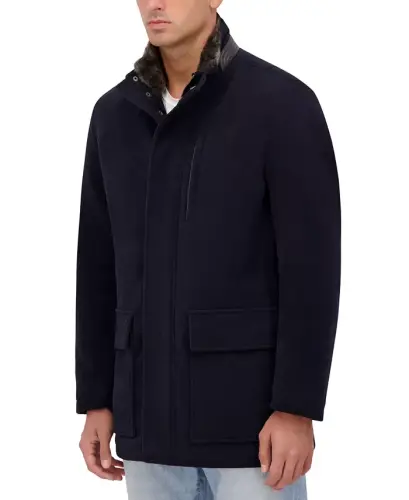 Men's Wool Plush Car Coat-Navy - 5