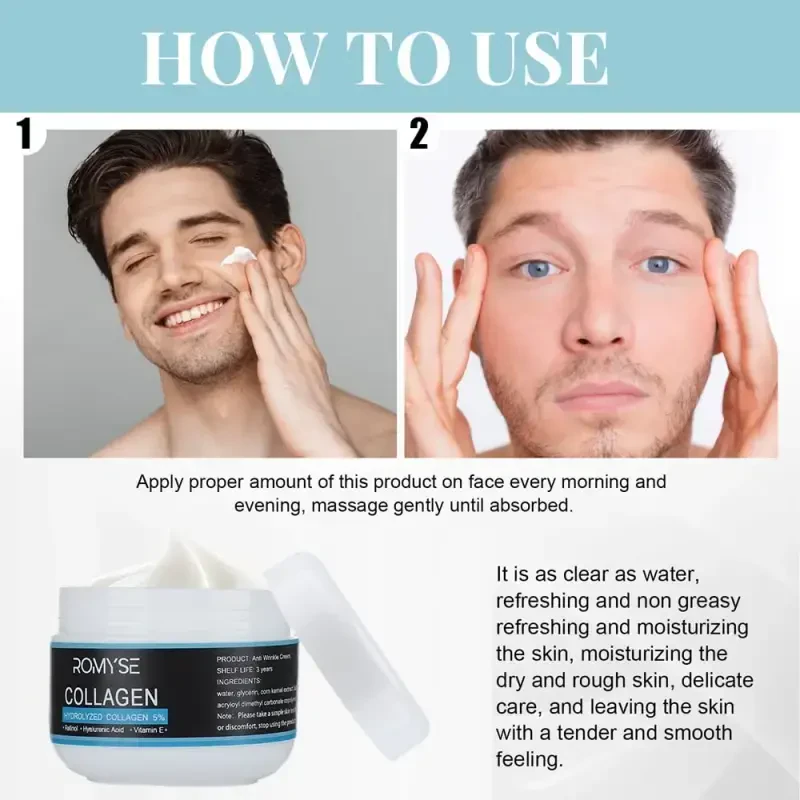 Mens Face Cream, Anti Aging Moisturizing Face Cream for Sensitive Skin, Night & Daily Mens Face Lotion - Facial Eye Anti Wrinkle Tightens Skin Reduces Fine Lines and Skin Care, 2 oz- - 6