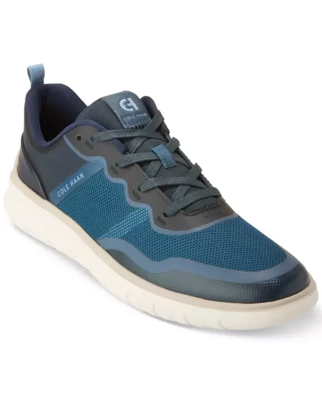 Men's Generation ZERØGRAND Stitchlite ™ Lace-Up Sneakers - Blue Wing Teal-Oxford Tan-Ivory - 1