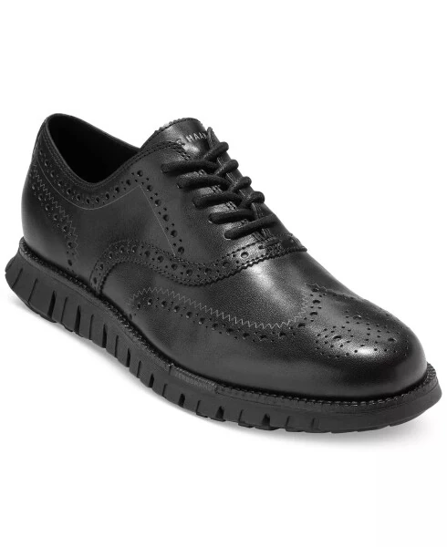 Men's ZERØGRAND Remastered Lace-Up Wingtip Oxford Shoes-Black/black - COLE HAAN