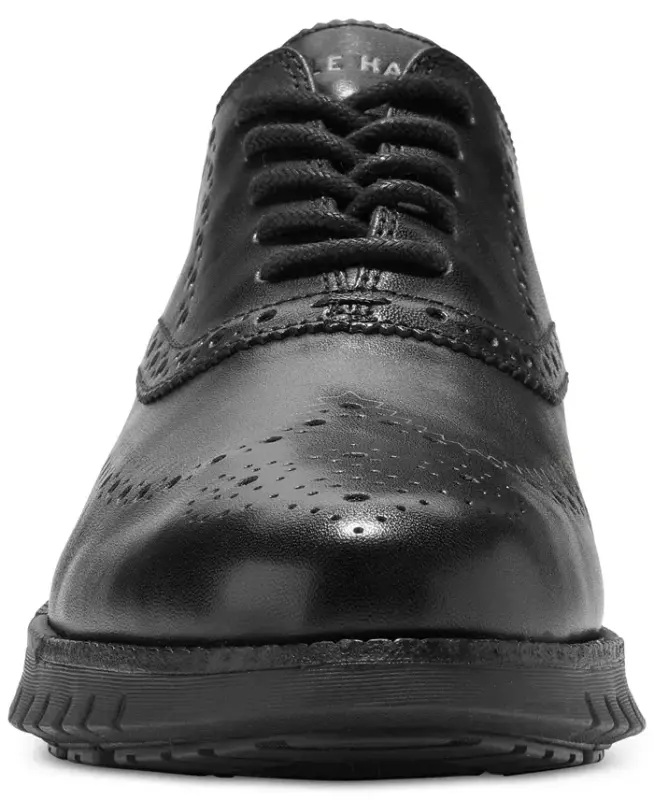 Men's ZERØGRAND Remastered Lace-Up Wingtip Oxford Shoes - Black/black - 4