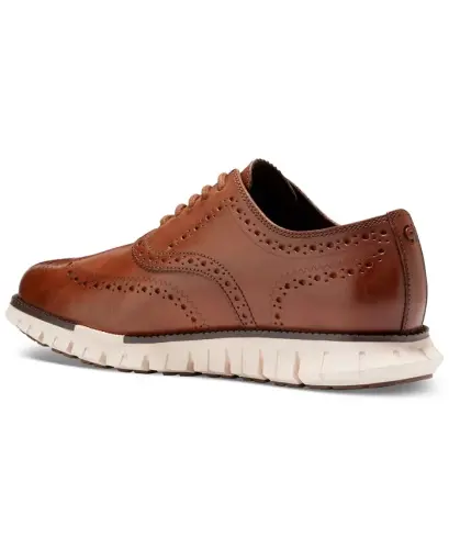 Men's ZERØGRAND Remastered Lace-Up Wingtip Oxford Shoes - Ch British Tan/ivory - 3