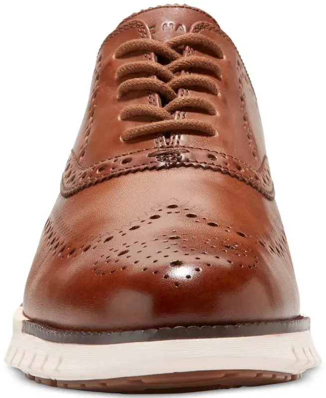 Men's ZERØGRAND Remastered Lace-Up Wingtip Oxford Shoes - Ch British Tan/ivory - 4