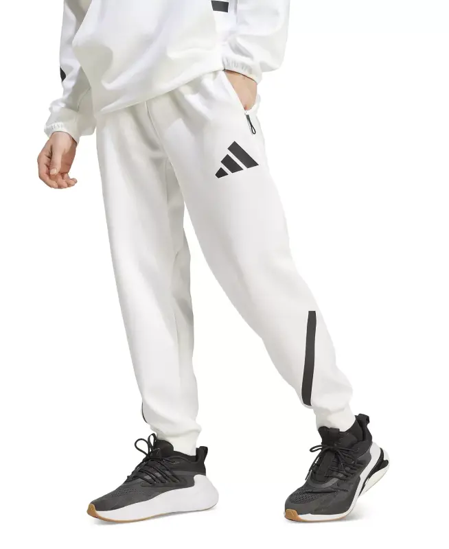 Men's Z.N.E. Elastic Drawstring Logo Track Pants-White - 1