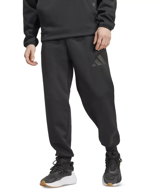 Men's Z.N.E. Elastic Drawstring Logo Track Pants-Black - 1