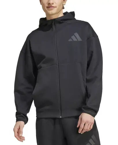 Men's Z.N.E. Classic Fit Long Sleeve Zip-Front Logo Hoodie-Black 